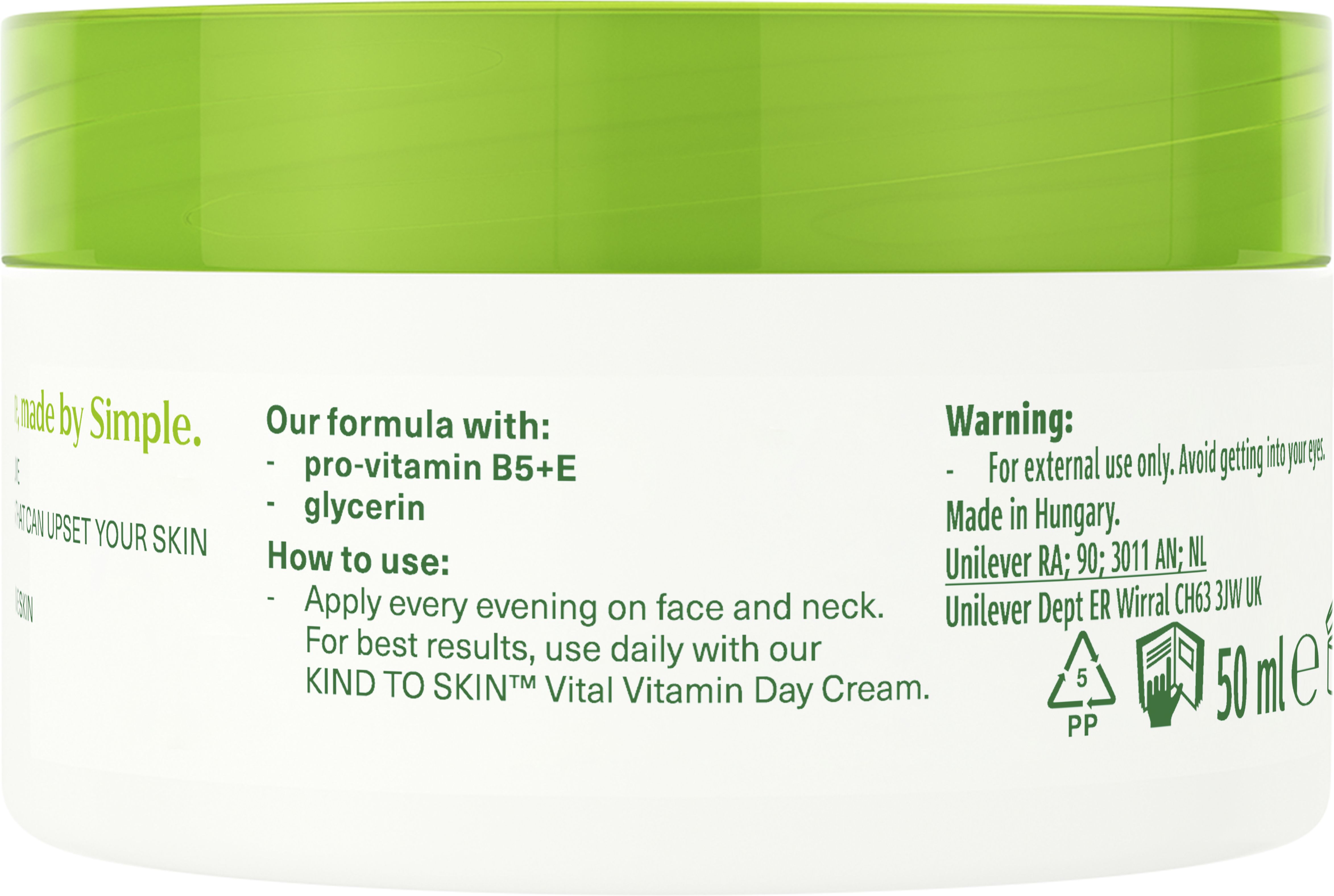 Крем для лица Simple Kind to Skin Vital Vitamin ночной 50 мл