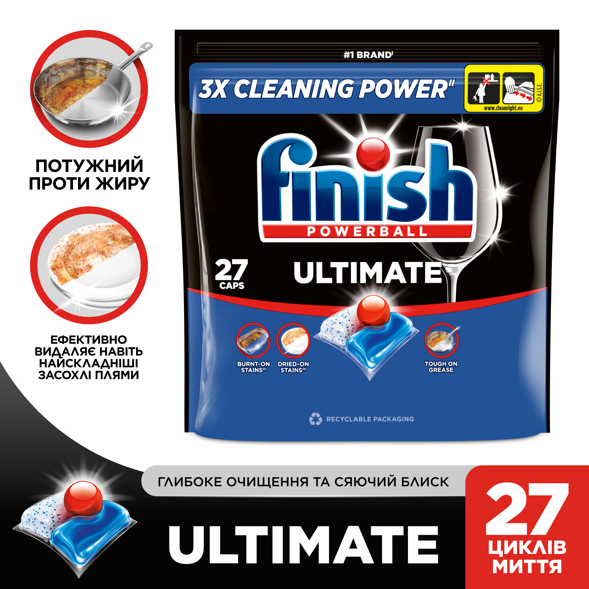 Капсули для посудомийних машин Finish Ultimate 27 шт. фото 1