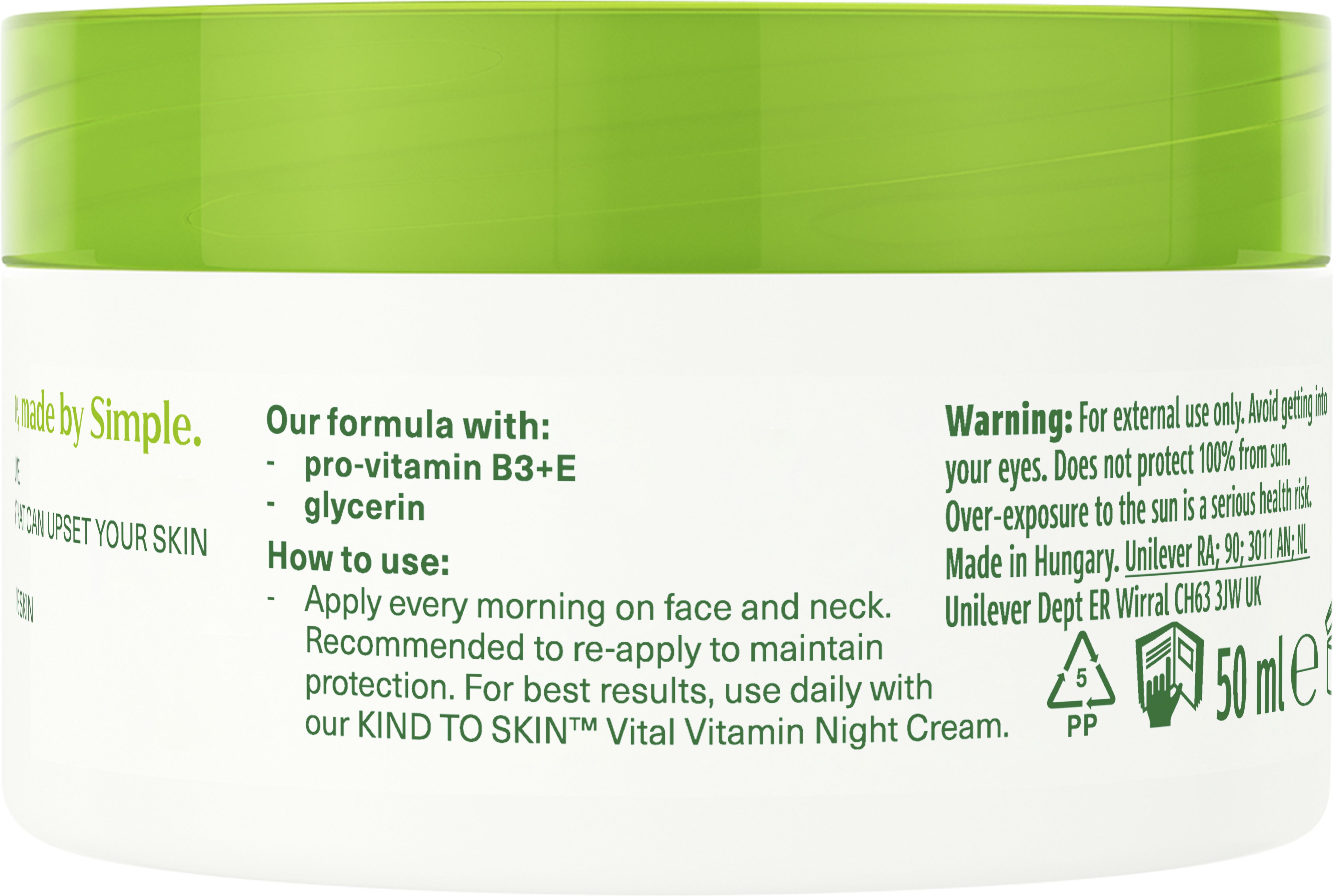 Крем для обличчя Simple Kind to skin SPF15 вітамінний денний 50 мл фото 1