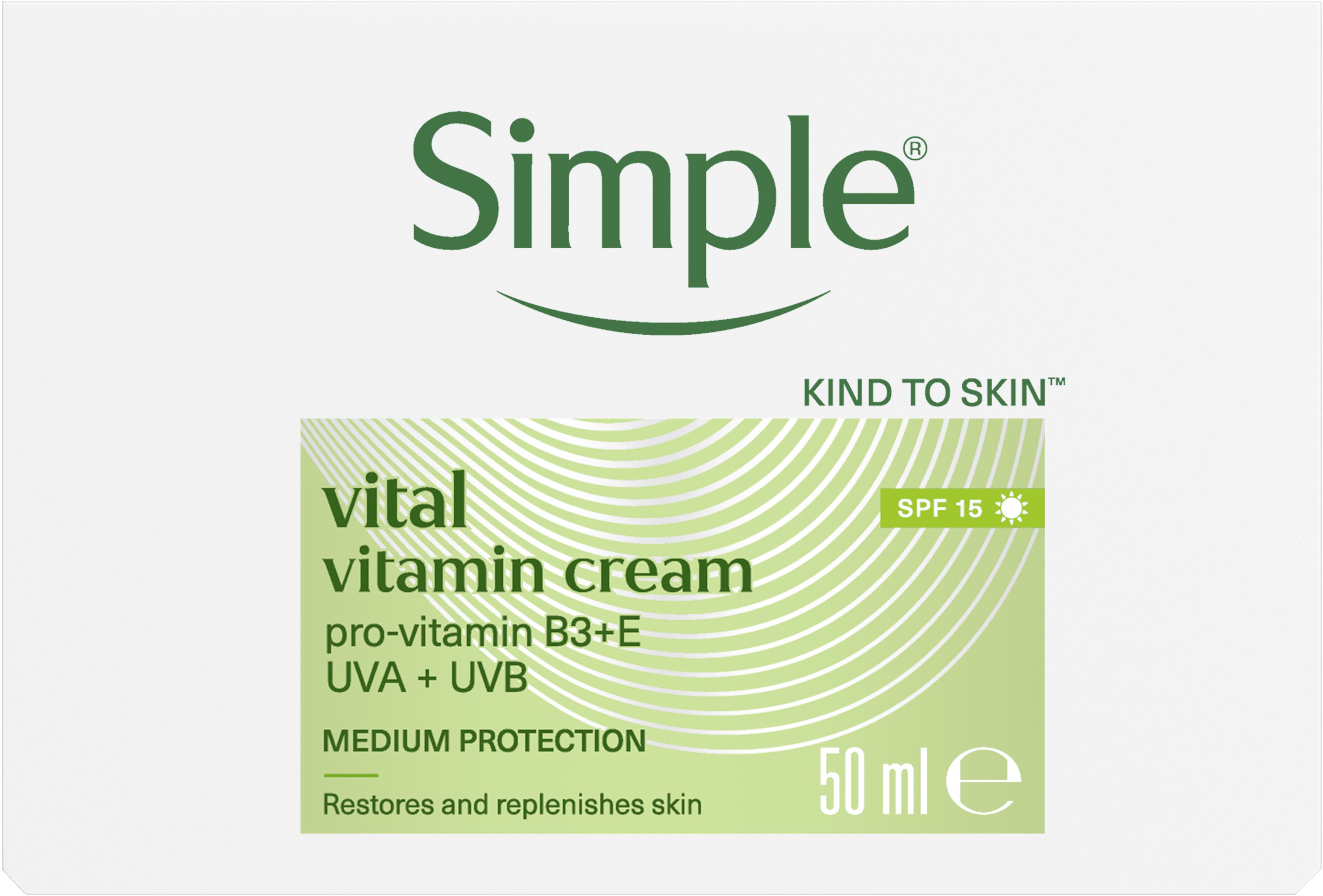 Крем для обличчя Simple Kind to skin SPF15 вітамінний денний 50 мл фото 2