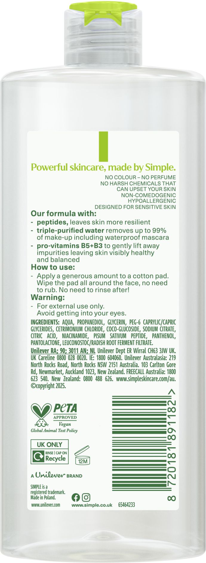 Мицеллярная вода Simple Kind To Skin 400 мл