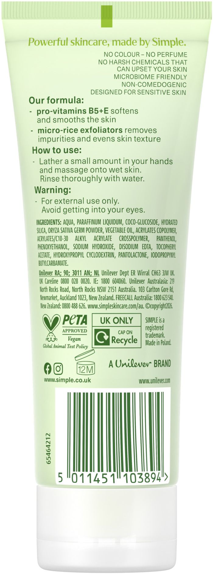 Скраб для лица Simple Kind to Skin Smoothing Facial Scrub выравнивание рельефа кожи 75 мл