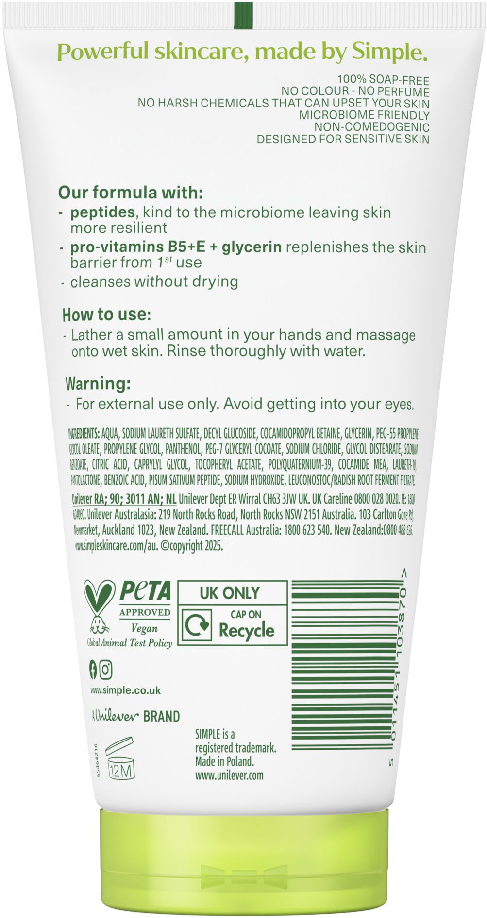 Гель для вмивання Simple Kind to Skin Moisturising Facial Wash зволожувальний 150 мл