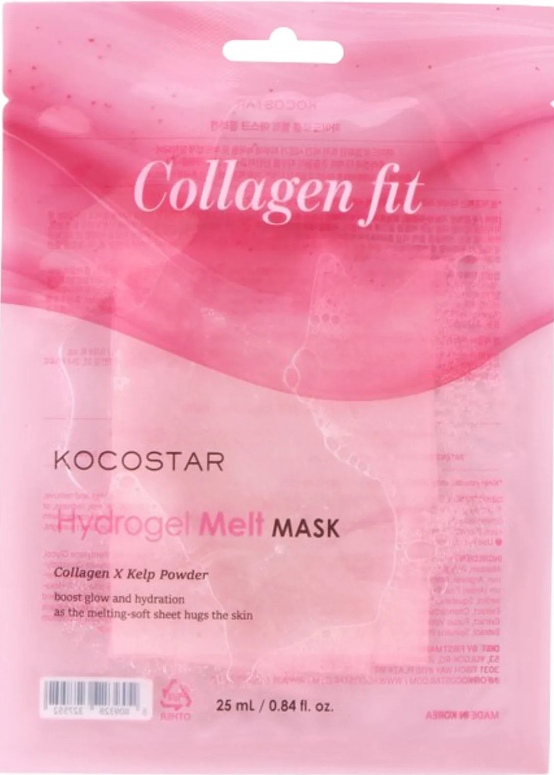 Маска гидрогелевая для лица Kocostar Fit Hydrogel Melt Mask биорастворимая с коллагеном 25 мл