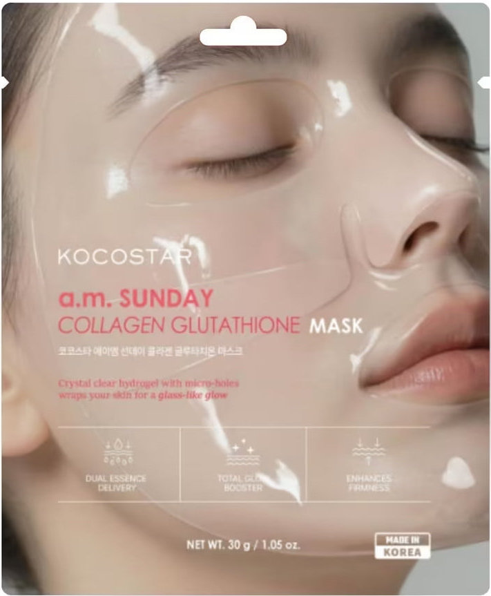 Маска гидрогелевая для лица Kocostar A.M. Sunday Collagen с глутатионом 30 г
