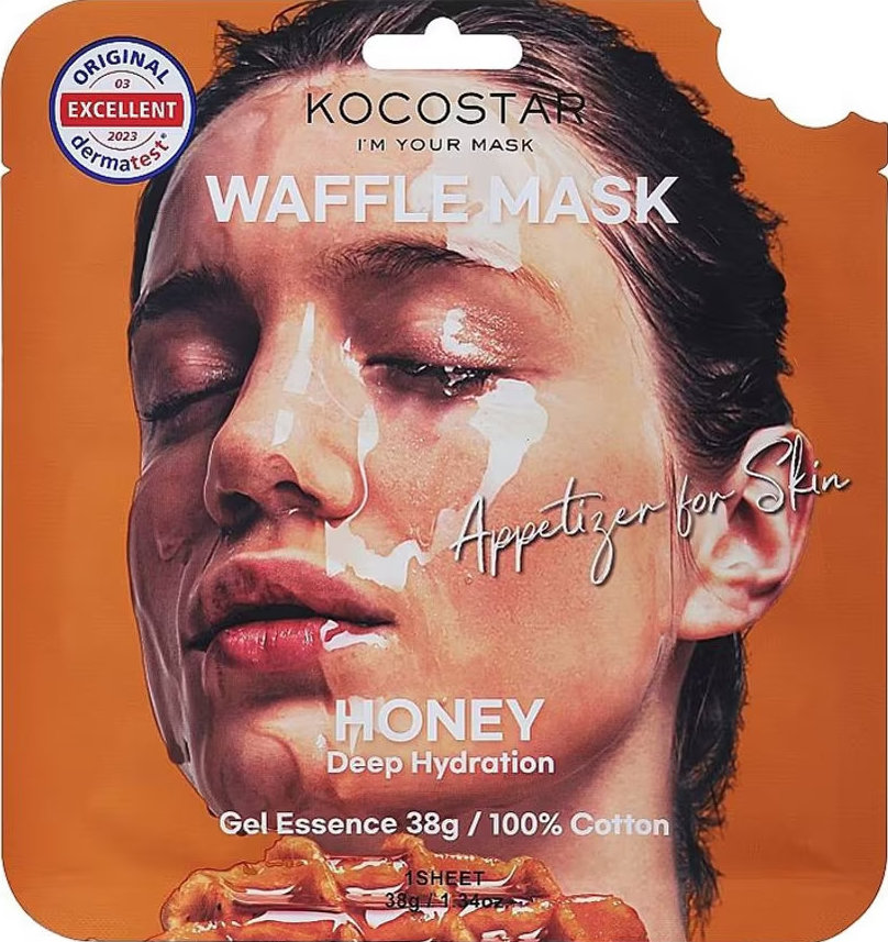 Маска тканинна для обличчя Kocostar Honey Waffle Mask Медове задоволення живильна 38 г 4