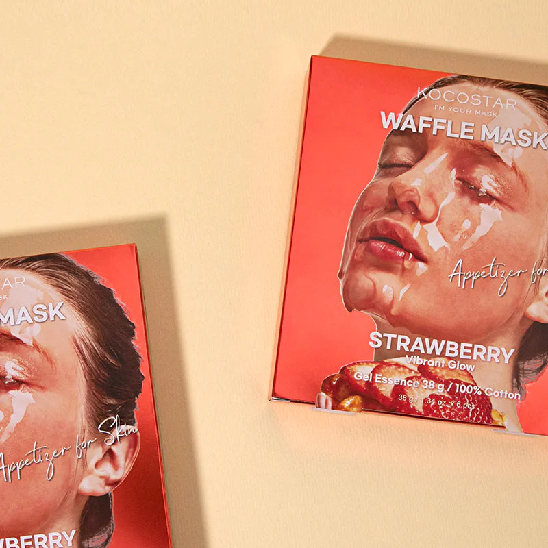 Маска тканинна для обличчя Kocostar Strawberry Waffle Mask Полуничний фреш тонізувальна 38 г фото 2