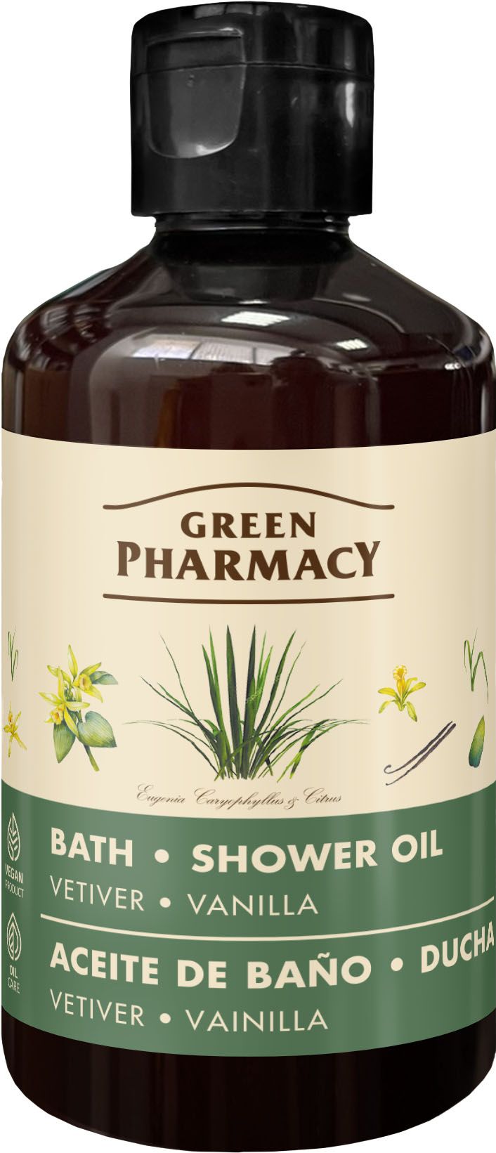 Олія для ванни та душу Green Pharmacy ветівер і ваніль 250 мл 1