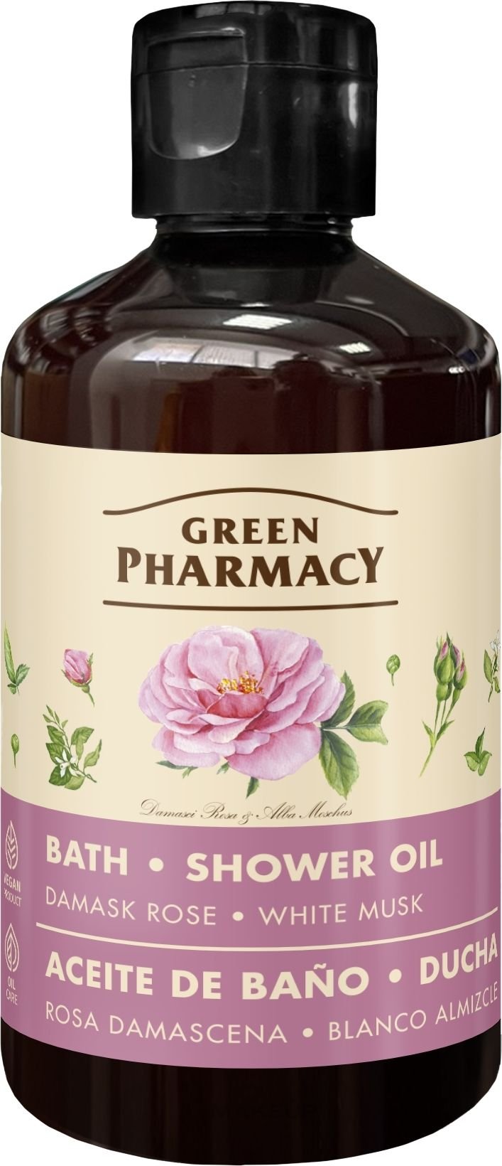 Олія для ванни та душу Green Pharmacy дамаська троянда та білий мускус 250 мл 1