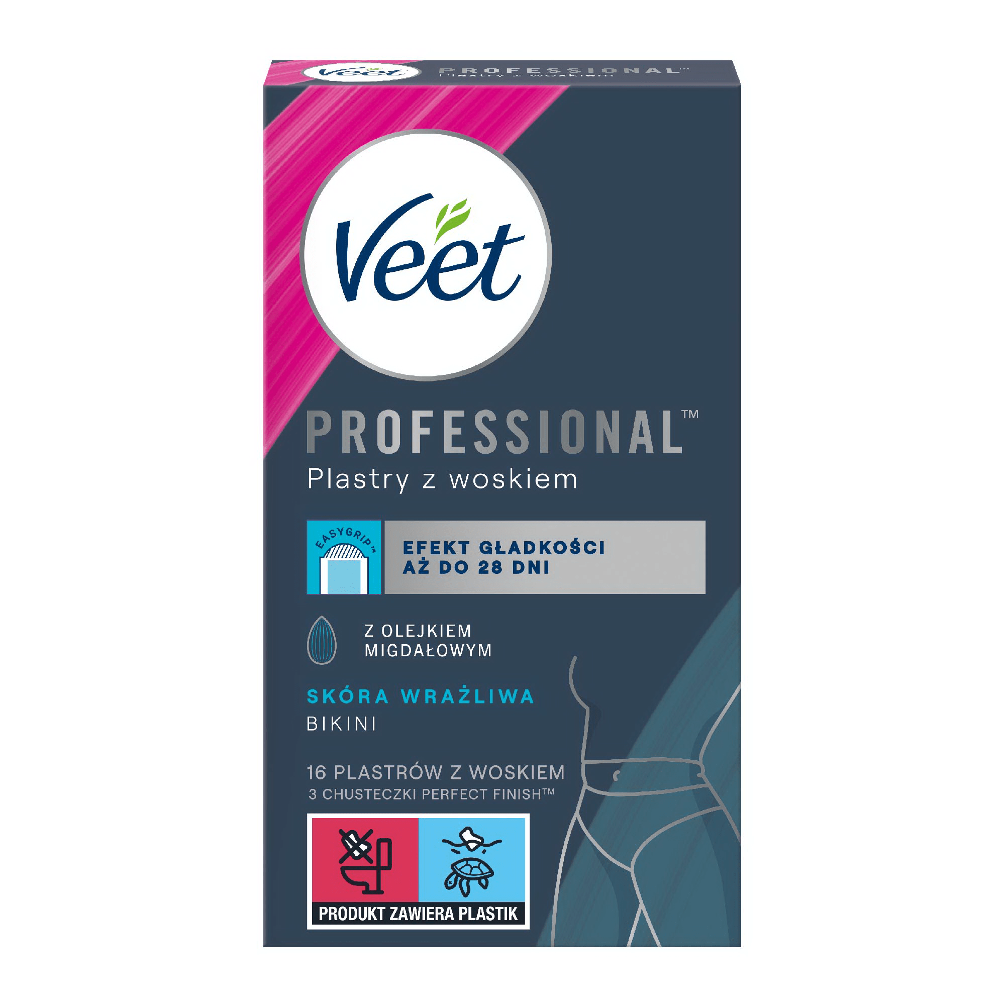 Воскові смужки для депіляції Veet Professional для чутливої шкіри лінії бікіні та області під пахвами, з олією мигдалю, 16 шт. фото 7