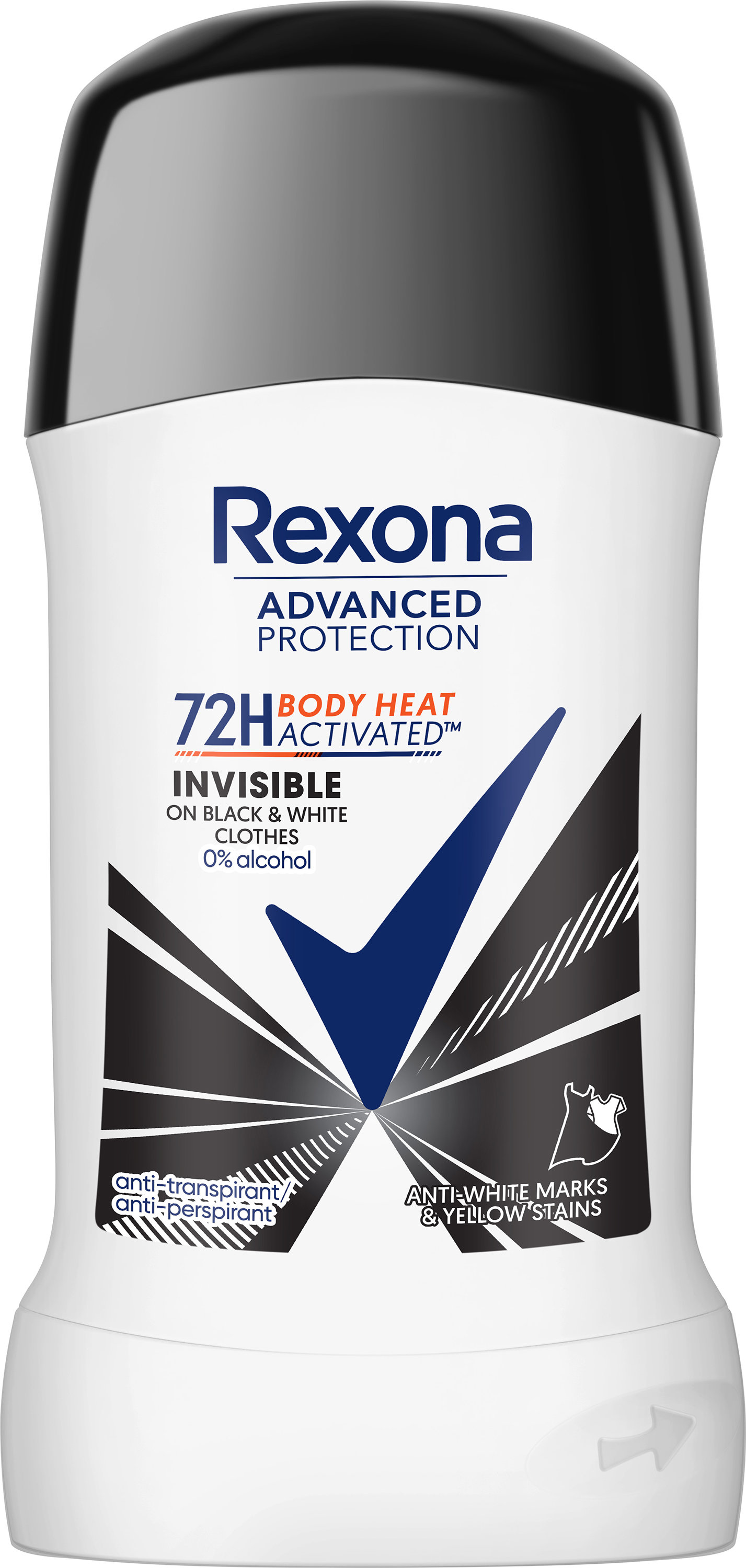 Антиперспірант-стік REXONA невидимий на чорному та білому 72 години, 50 мл 1