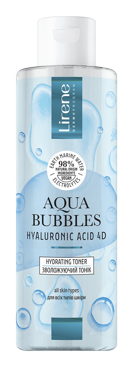 Тонік для обличчя Lirene Aqua Bubbles Hyaluronic Acid 4D Moisturizing Tonic зволожуючий 200 мл 1
