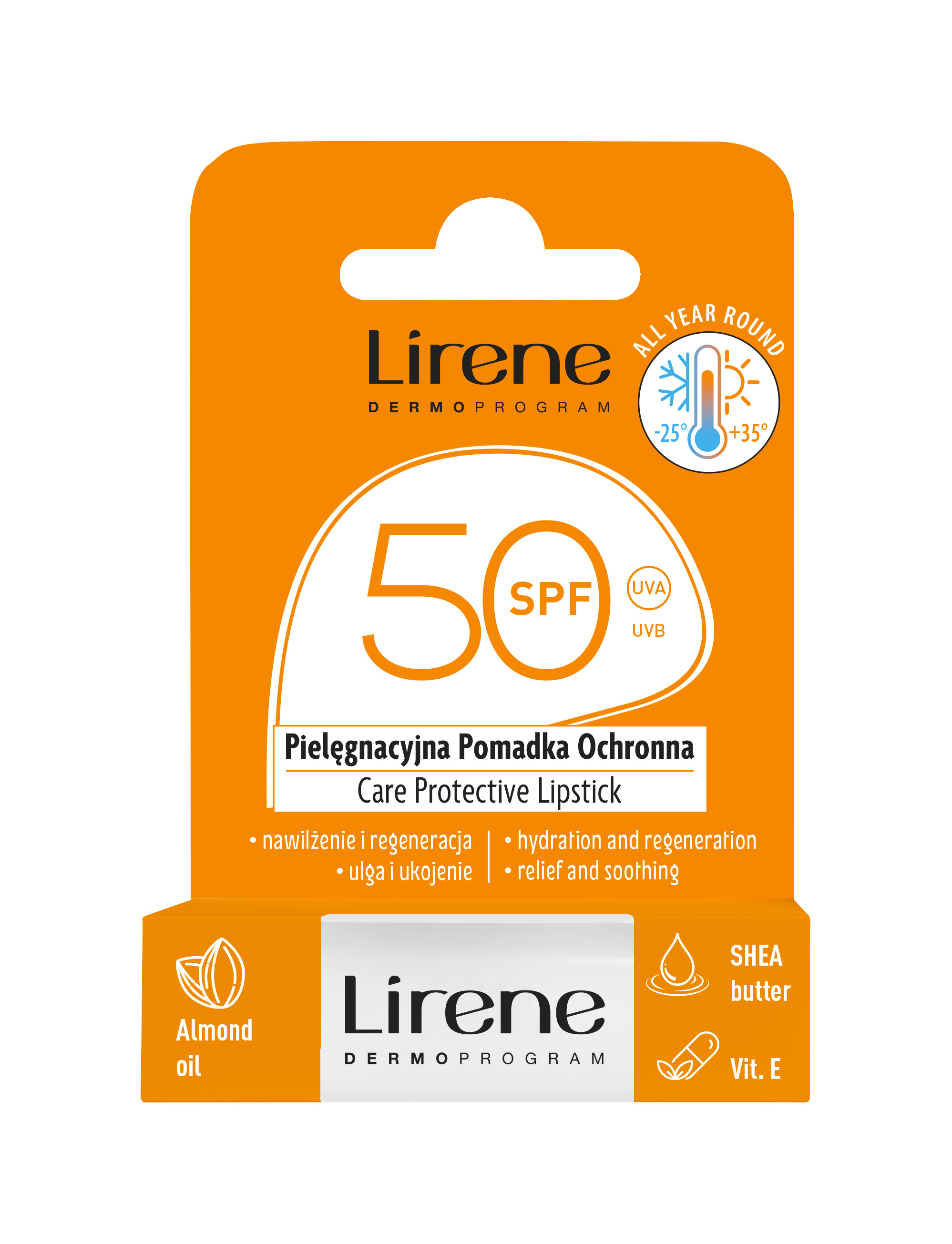 Бальзам для губ Lirene Защитный и Увлажняющий SPF 50, 4,3 г