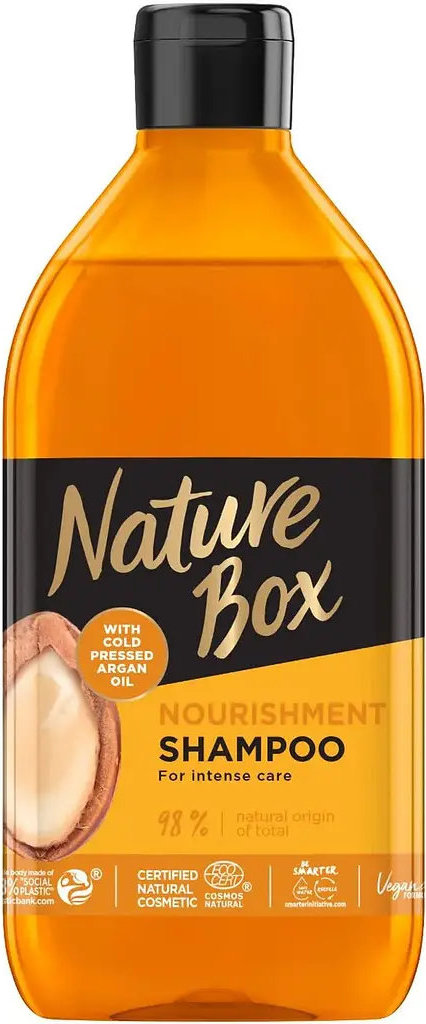 Шампунь Nature Box для живлення та інтенсивного догляду за волоссям з аргановою олією холодного віджиму 385 мл