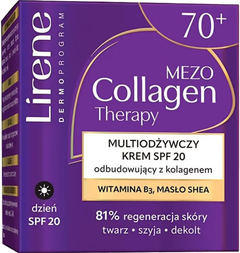 Крем для обличчя Lirene Mezo Collagen Therapy 70+ SPF 20 мультиживильний 50 мл фото 1