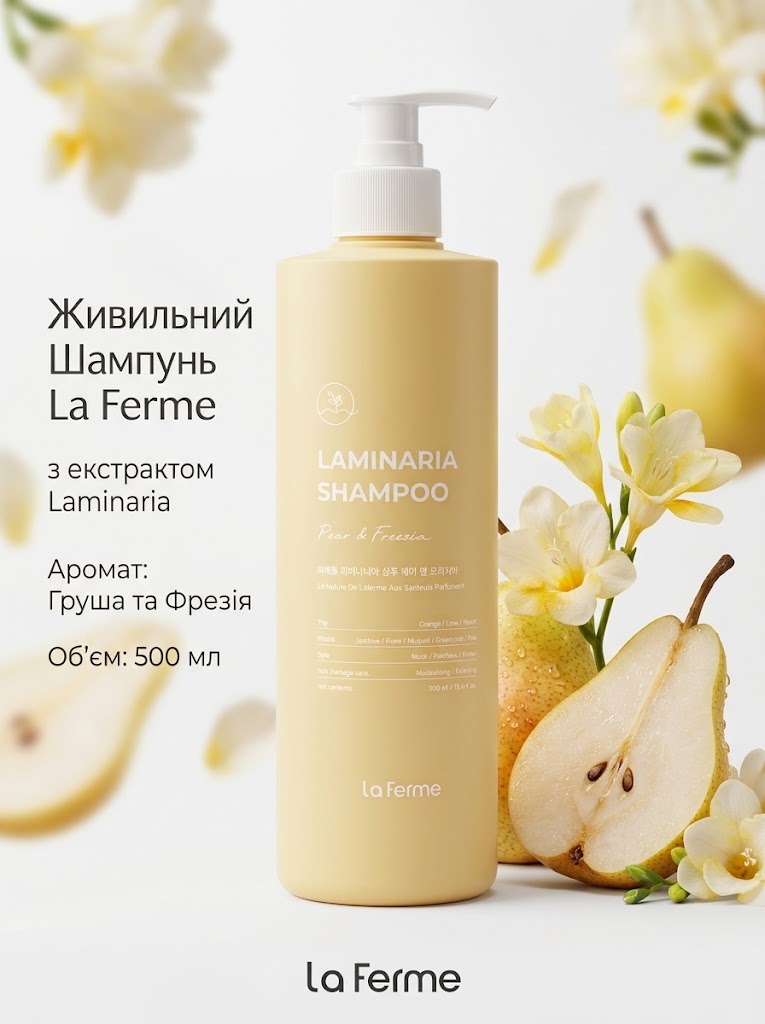 Шампунь для волос La Ferme Laminaria питательный Pear & Freesia 500 мл