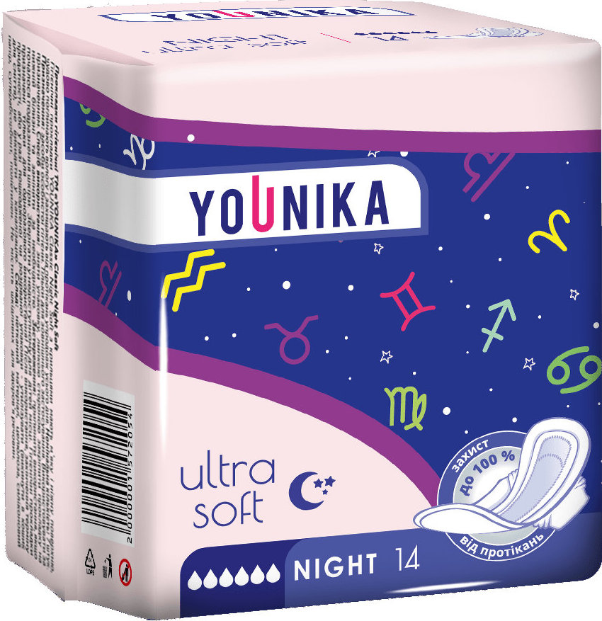 YOUNIKA прокладки гигиенические Ultra Night Soft, 14 шт