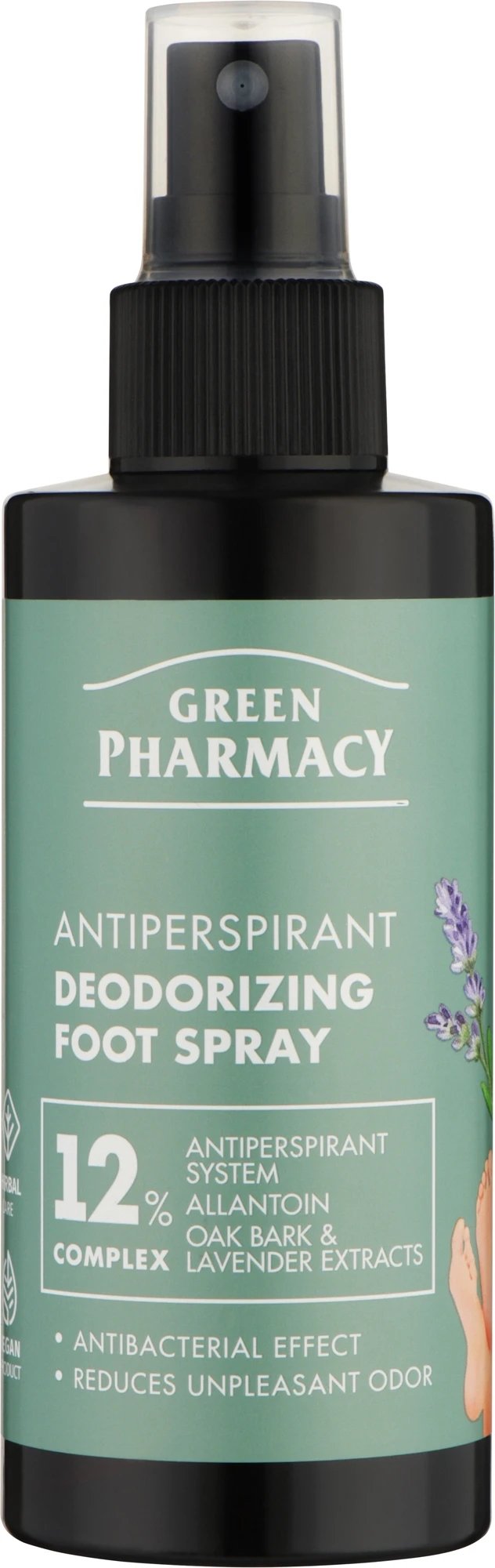 Спрей-антиперспірант для ніг Green Pharmacy дезодоруючий 12% Complex Herbal Care, 150 мл 1