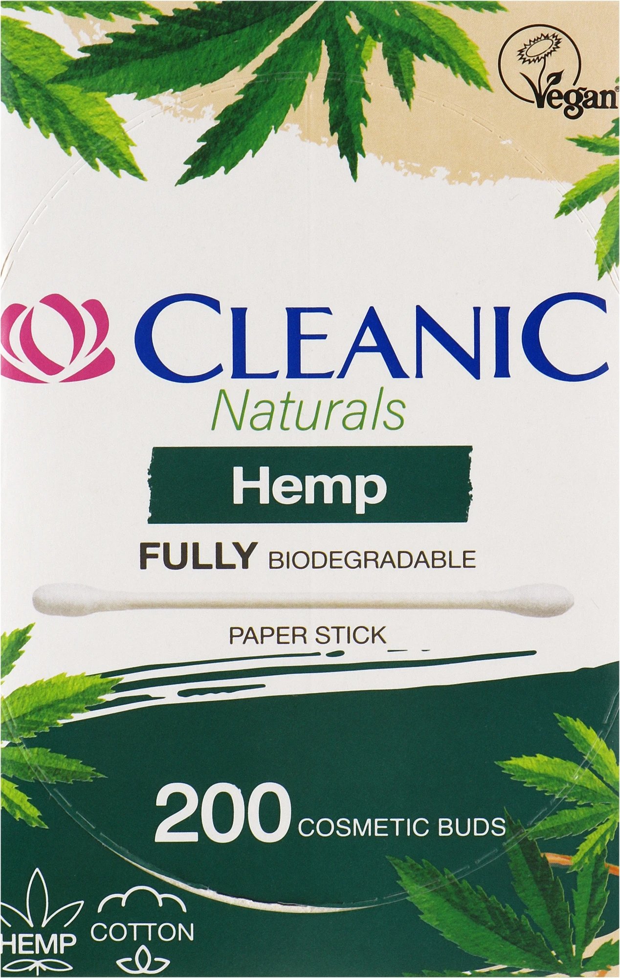 Cleanic ватні палички Naturals Hemp у коробці, 200шт 1