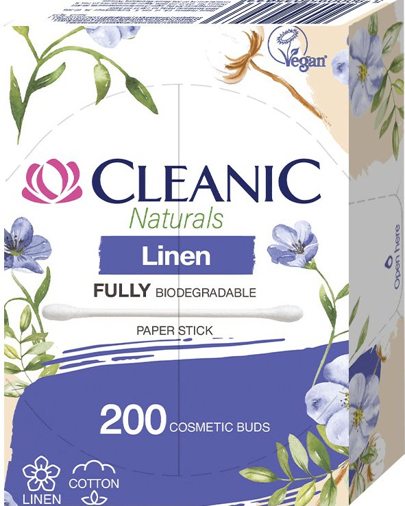 Cleanic ватні палички Naturals Linen у коробці, 200шт 1