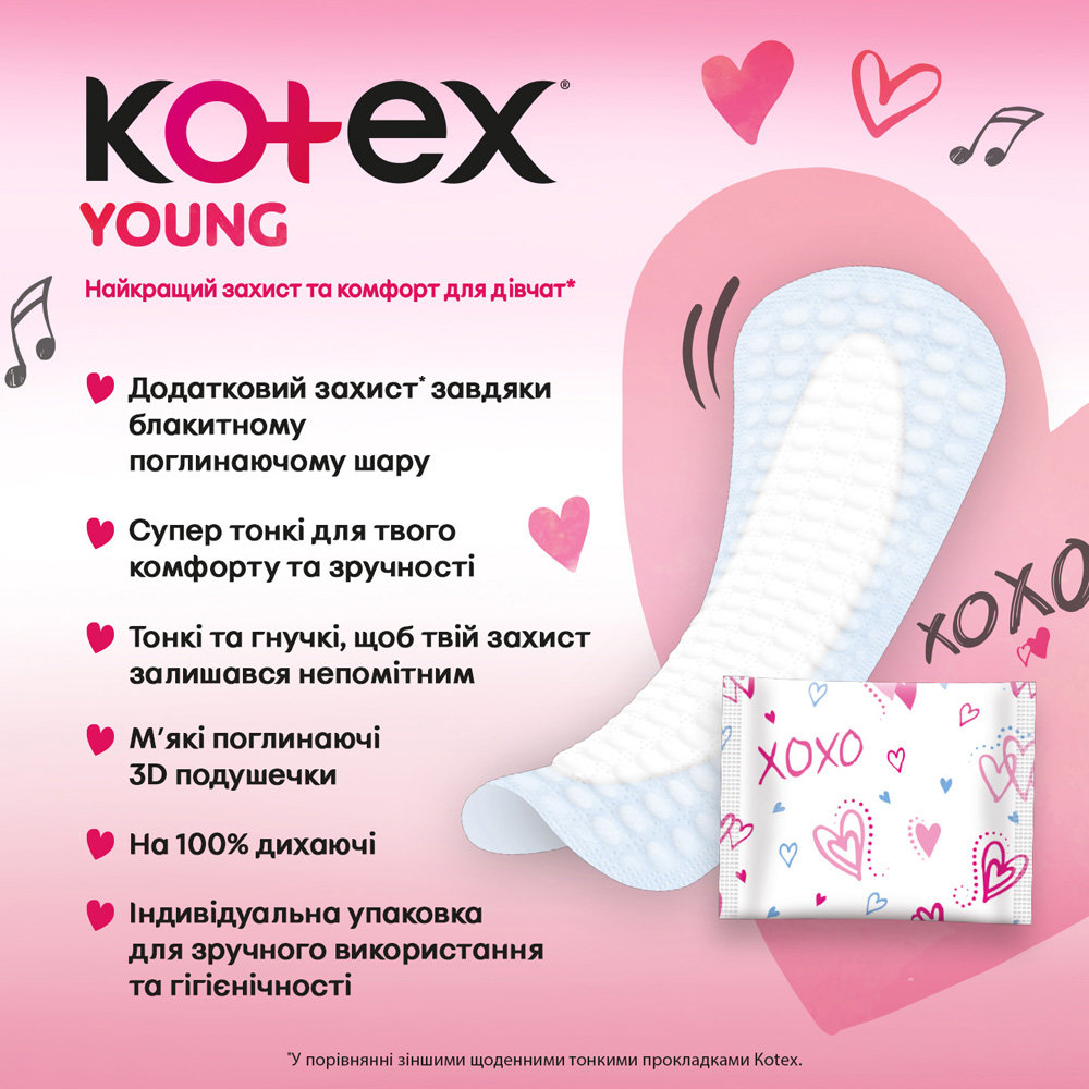 Прокладки щоденні Kotex Young Liners 40 шт. фото 3