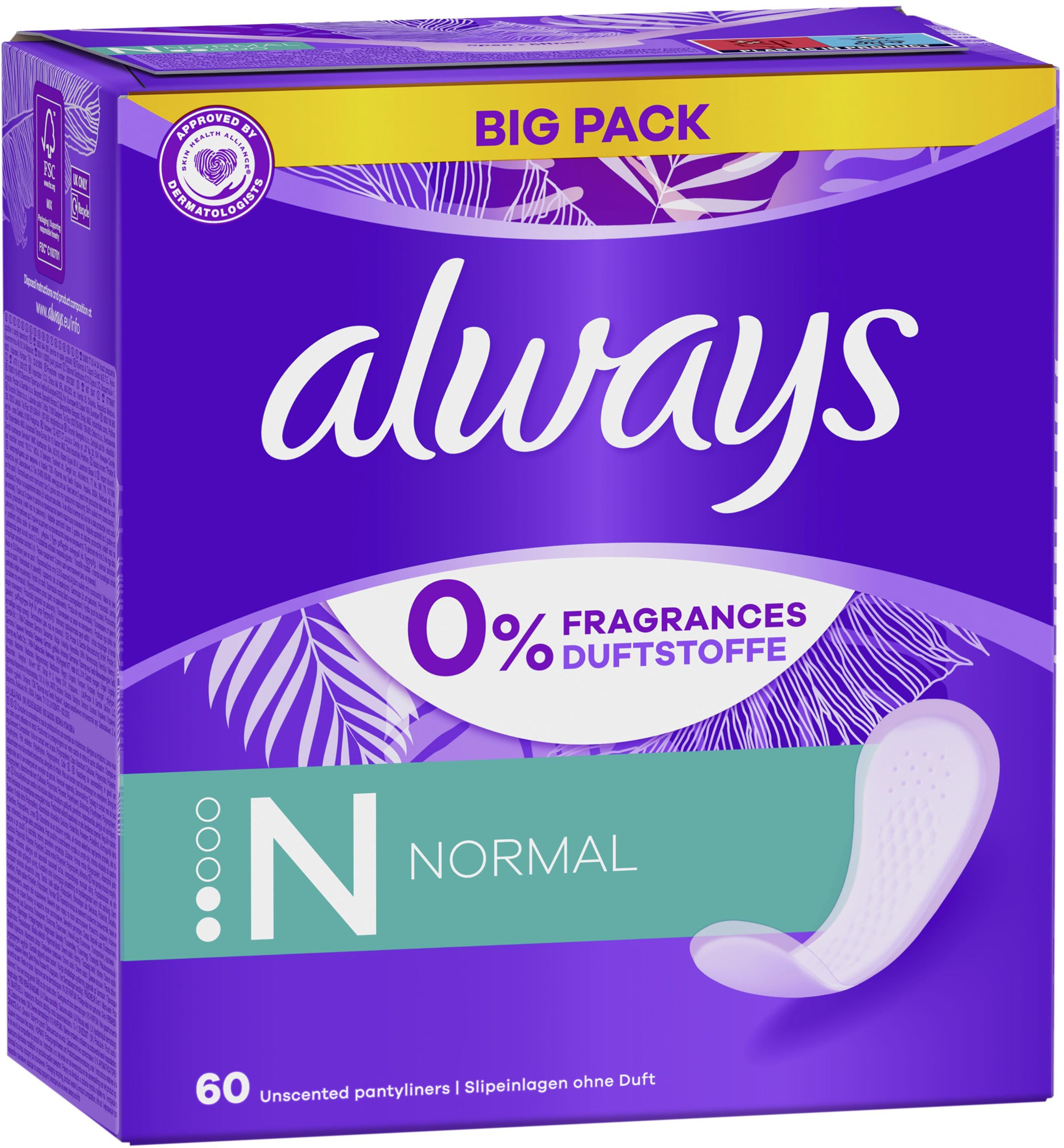 Ежедневные прокладки Always Daily Fresh Normal Без запаха, 60 шт