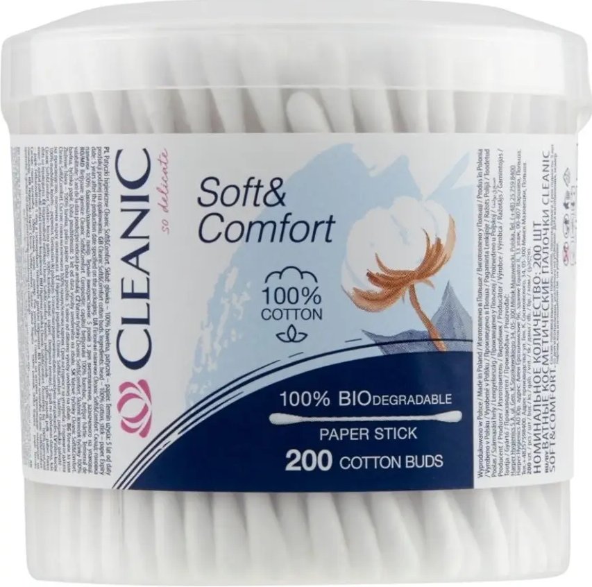 Cleanic ватные палочки Soft&Comfort стакан, 200шт