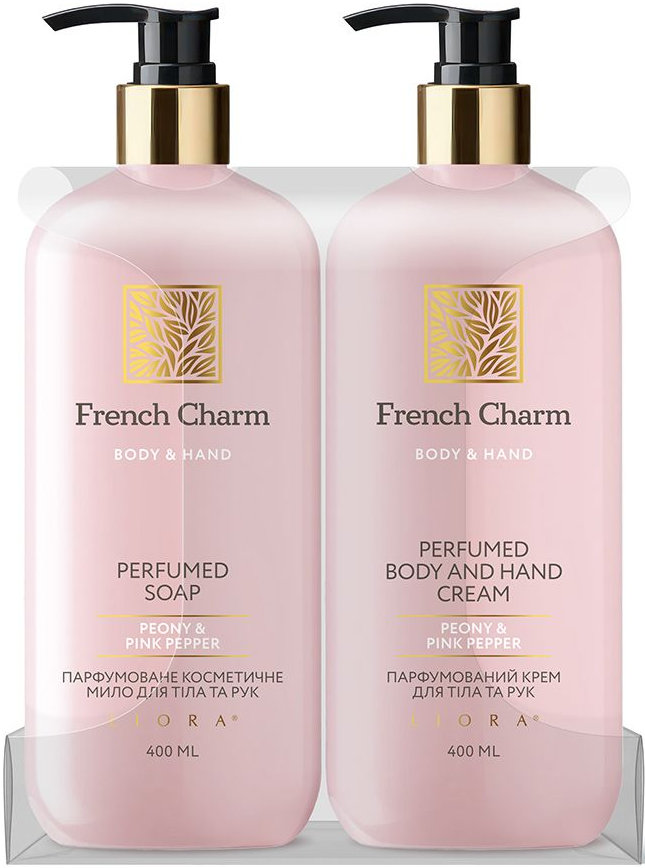 Набор Liora French Charm Peony & Pink Pepper (Мыло для тела 400 мл + Крем для тела 400 мл) 1 шт.