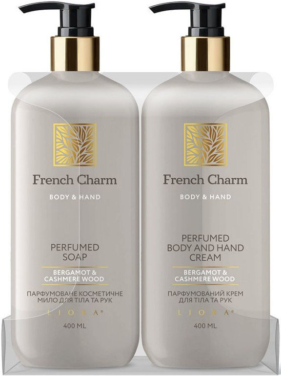 Набор Liora French Charm Bergamot & Cashmere Wood (Мыло для тела 400 мл + Крем для тела 400 мл) 1 шт.
