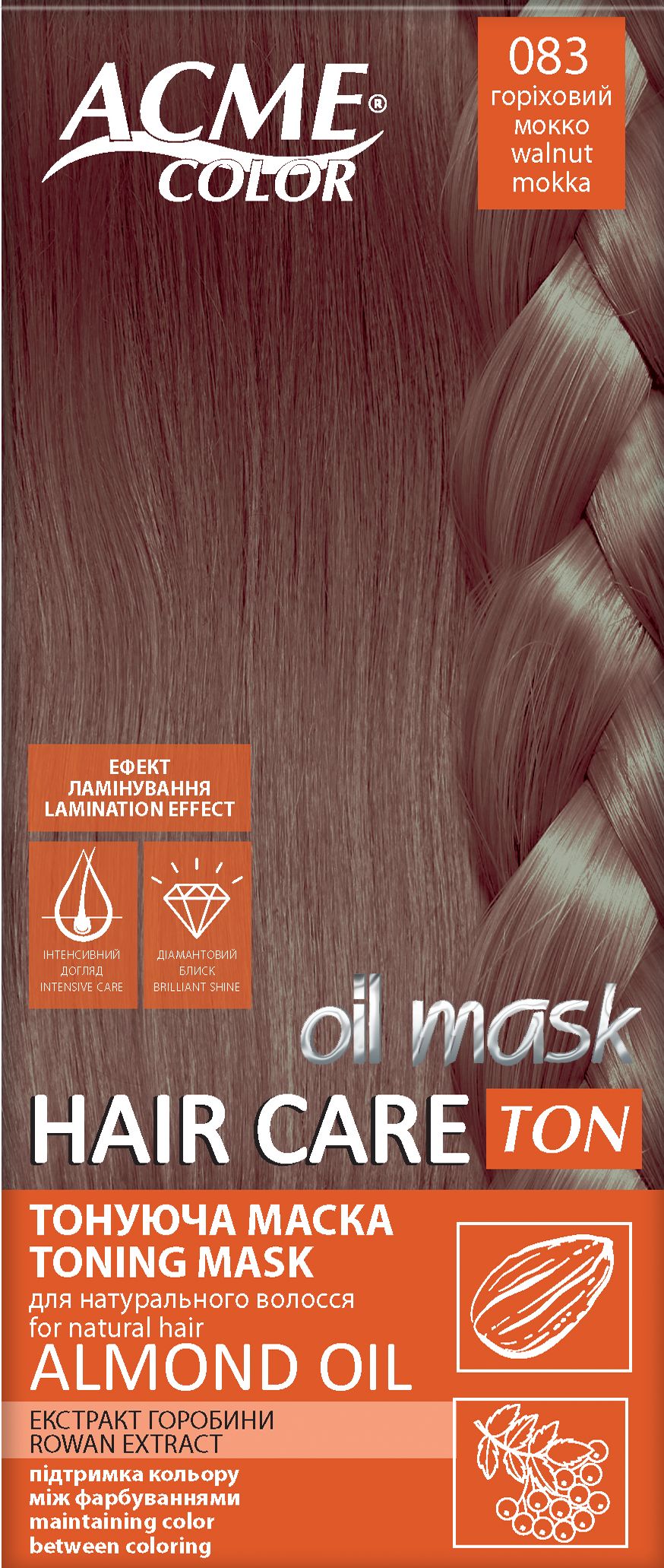 Тонирующая маска для волос Acme Color Hair Care Ton oil mask тон 083 ореховый мокко 30 мл фото 1