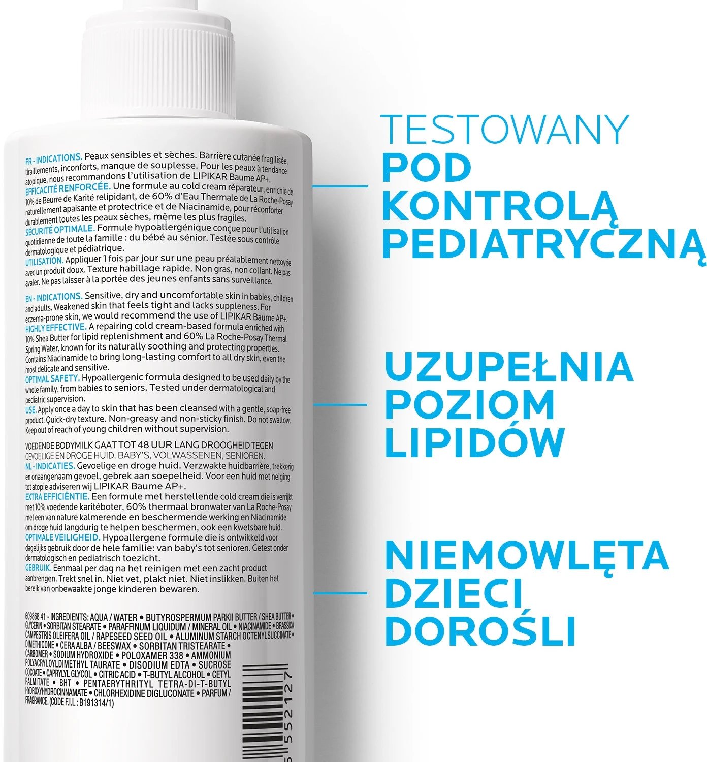 Лосьон для тела La Roche-Posay Lipikar липидовосстанавливающий для новорожденных и взрослых 400 мл фото 3