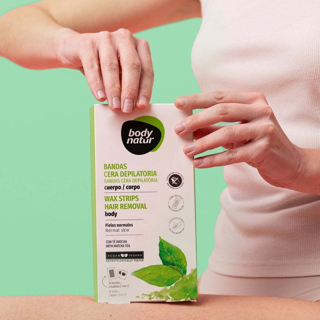 Body Natur восковые полоски для депиляции тела с чаем матча для нормальной и сухой кожи 16 полосок+2 салфетки фото 1