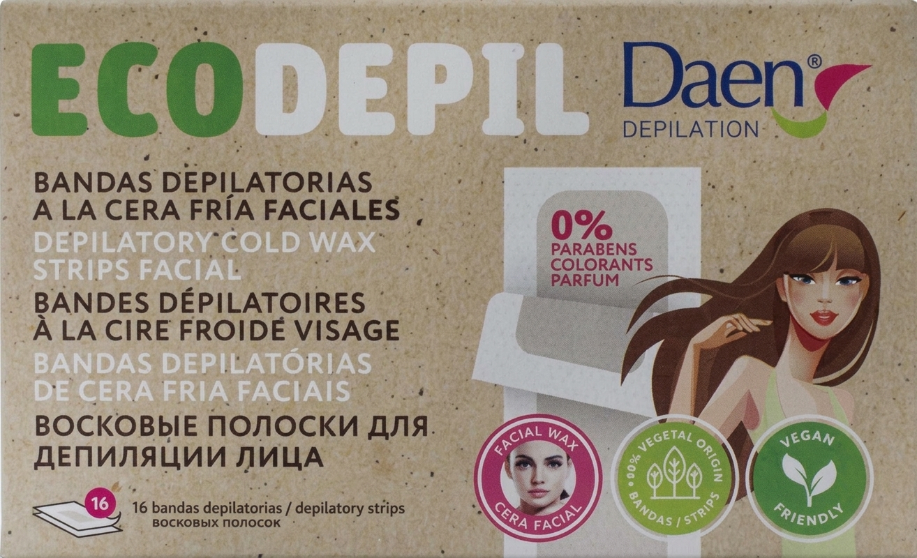 Смужки Daen Eco для депіляції обличчя, 16 шт 1