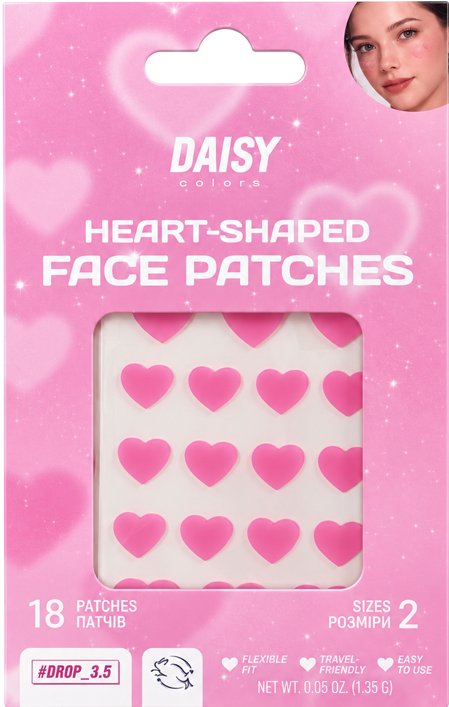Патчи для лица Daisy Colors от прыщей сердечки 18 шт.