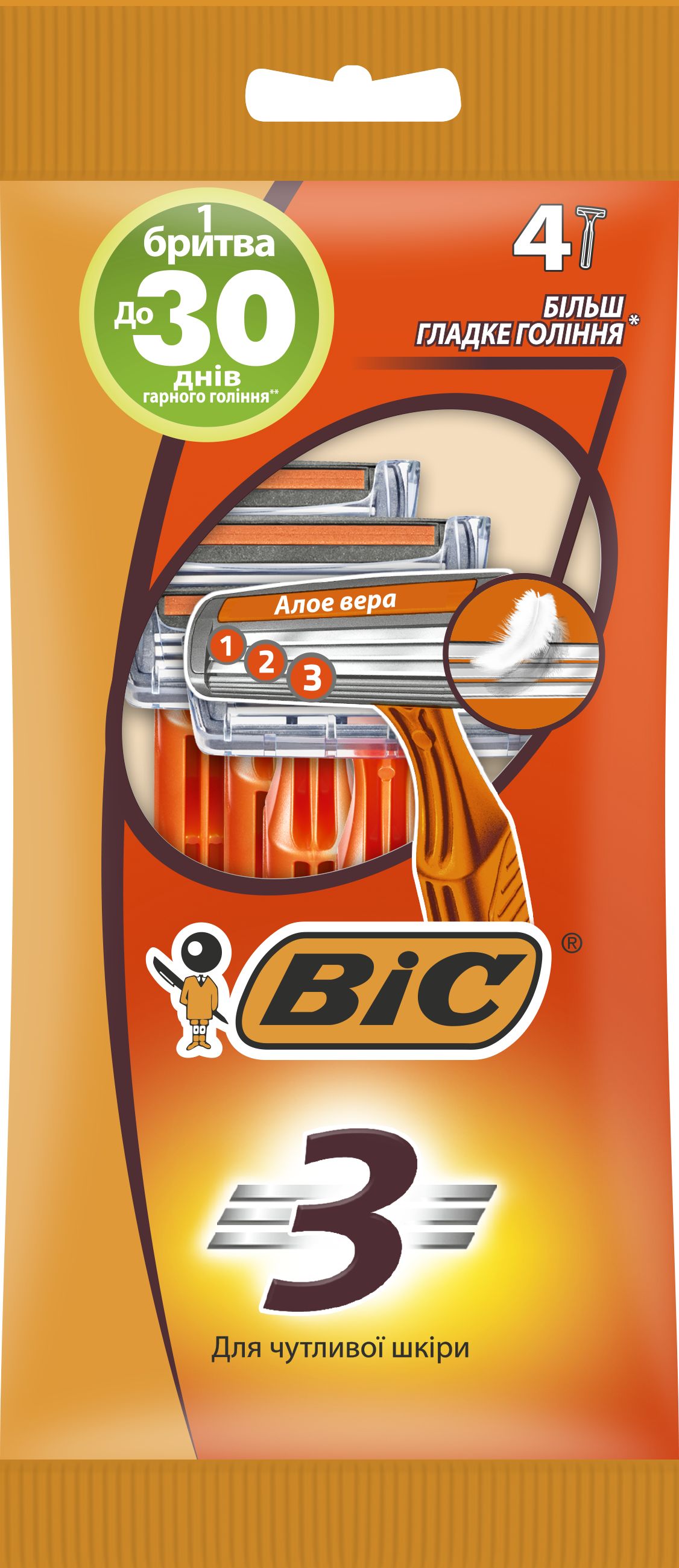 Бритва BIC 3 с тремя фиксированными лезвиями в мягкой упаковке 4 шт. фото 2