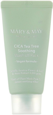 Глиняна маска Mary & May CICA TeaTree Soothing Wash off Pack для чутливої шкіри 30 г