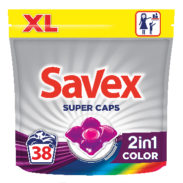 Капсулы для стирки SAVEX Capsules 2in1 Color 38 шт