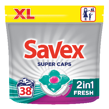 Капсулы для стирки SAVEX Capsules 2in1 Fresh 38 шт