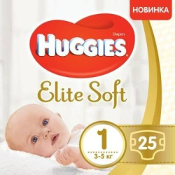 Huggies подгузники Elite Soft 1 (3-5кг), 25шт