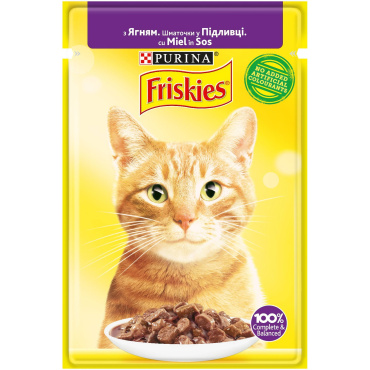 Корм для кошек влажный Friskies с ягненком кусочки в подливке, 85 г