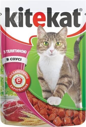 Корм для взрослых котов Kitekat С телятиной в соусе 100г