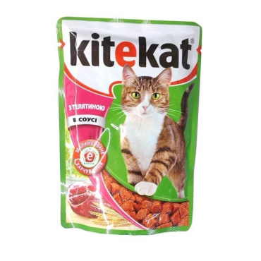 Корм влажный с говядиной в соусе для взрослых кошек Kitekat 100г