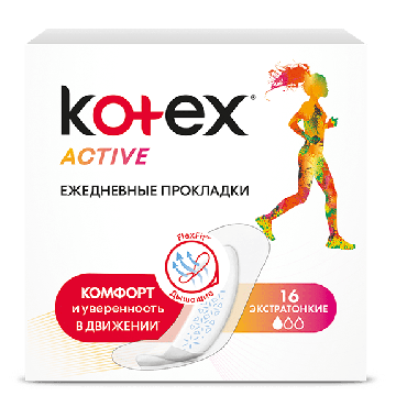 Kotex прокладки ежедневные Active, 16шт