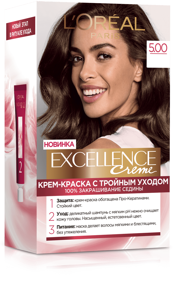 Краска для волос L'Oréal Paris Excellence Crème оттенок 5.00 Шоколадный ...