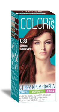 Краска для волос Miss Coloris 033 Красно-каштановый.