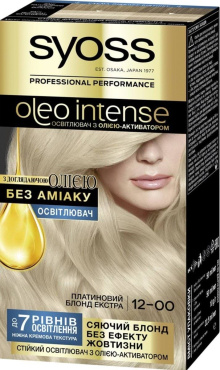 Краска для волос SYOSS Oleo Intense 12-00 без аммиака Платиновый блонд экстра