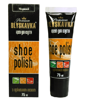 Крем-краска BLYSKAVKA для обуви в тубе з аппликатором черный, 75 мл