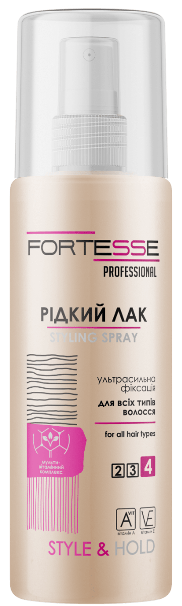 Рідкий лак для волосся Fortesse Pro Style Надсильна фіксація 150 мл
