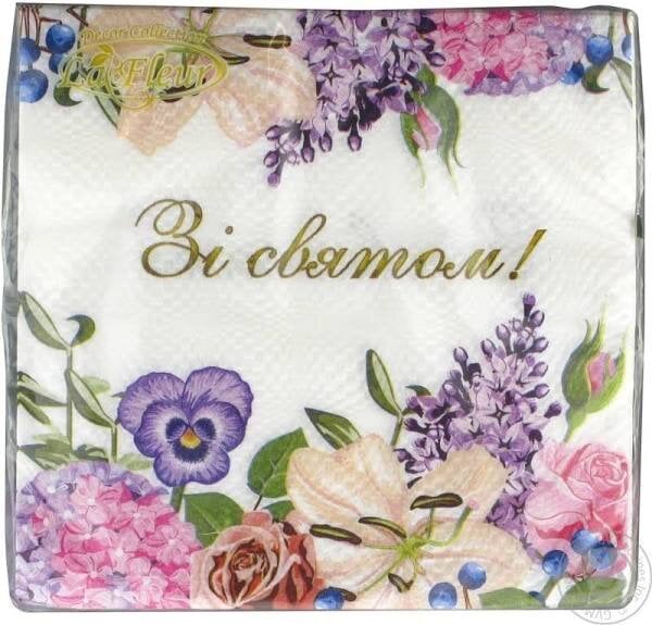 Салфетки Light столовые 33x33 Цветочное поздравление 2 слоя, 15 шт.