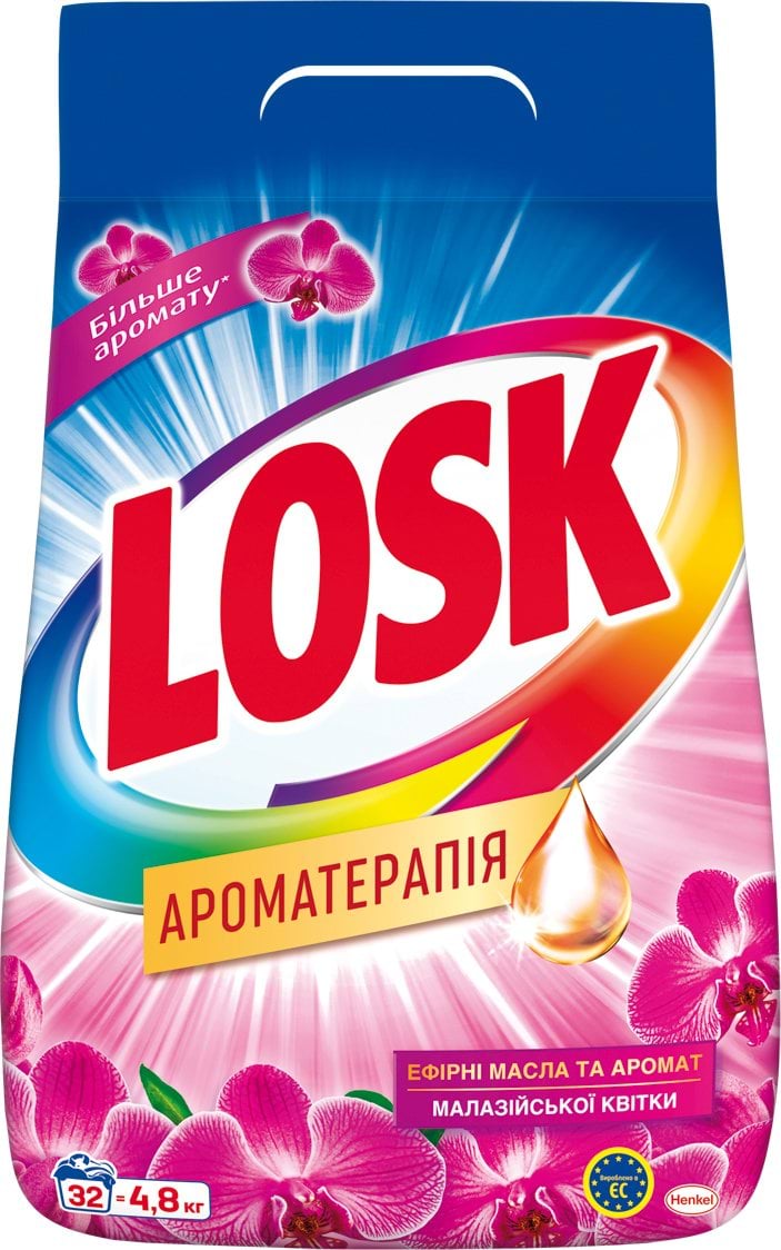 Losk пральний порошок авт. Ароматерапія Ефірні масла та аромат Малазійської квітки, 4.8кг